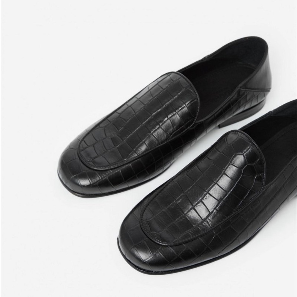 The Kooples Crocodile Effect Leather Slippers